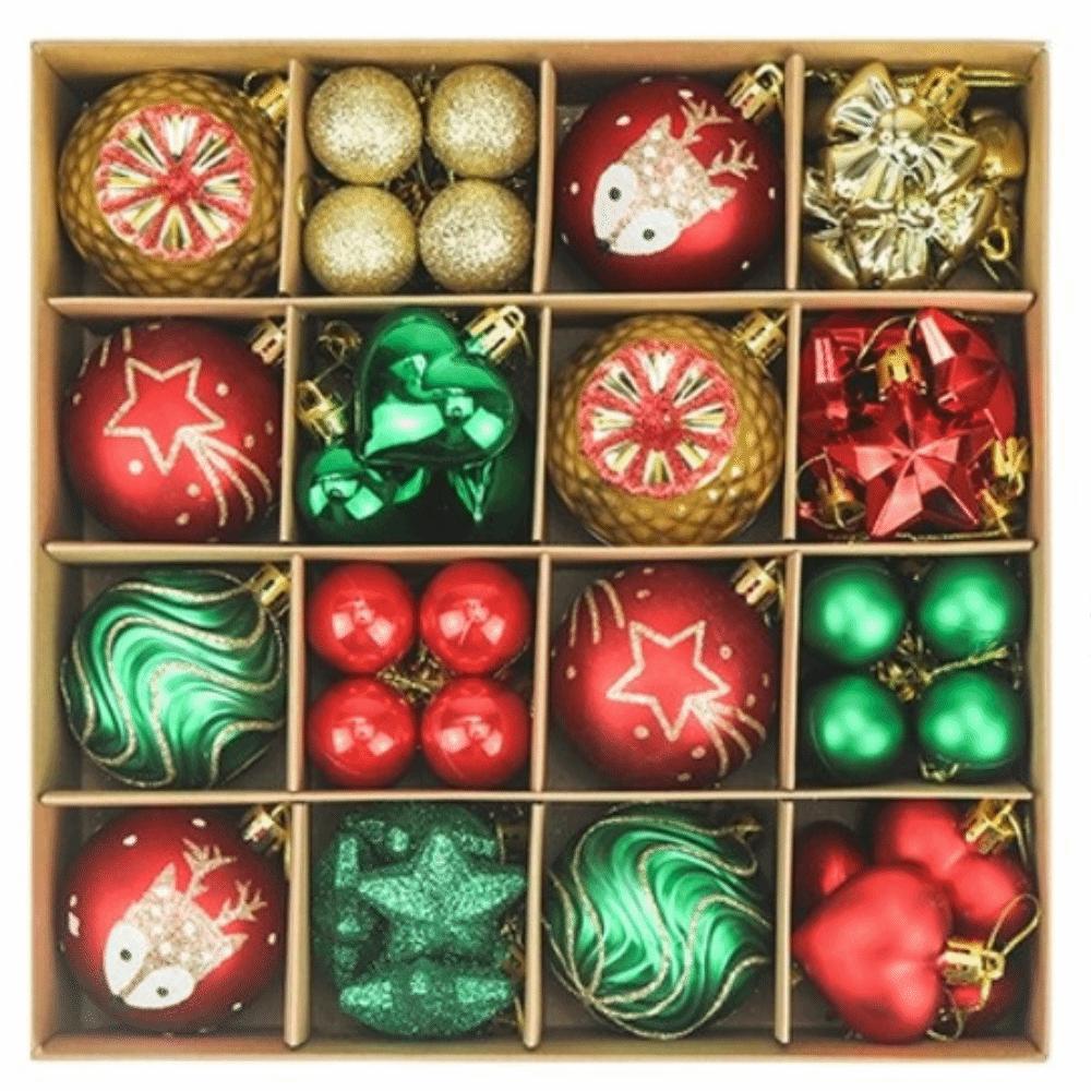 64pcs Plastic Christmas Tree Hanging Ornaments 3-6cm Holiday Ball Ornaments Holiday Home Decor