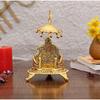 Metal Singhasan Oval Shaped for Ganesha Krishna God Idols - Gold Plated Ladoo Gopal Pooja Chowki for Temple Mandir Puja Idol Decoration Items