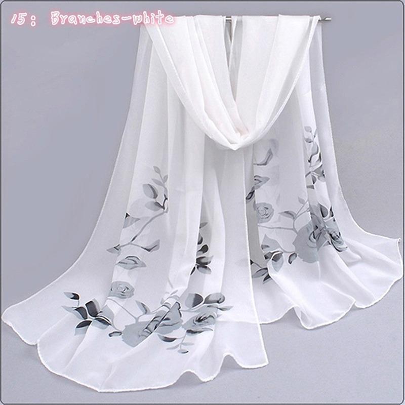 160*50cm Chiffon Fashion Scarf - Striped Floral Print Shawl For Sun Protection And Holiday Gifts