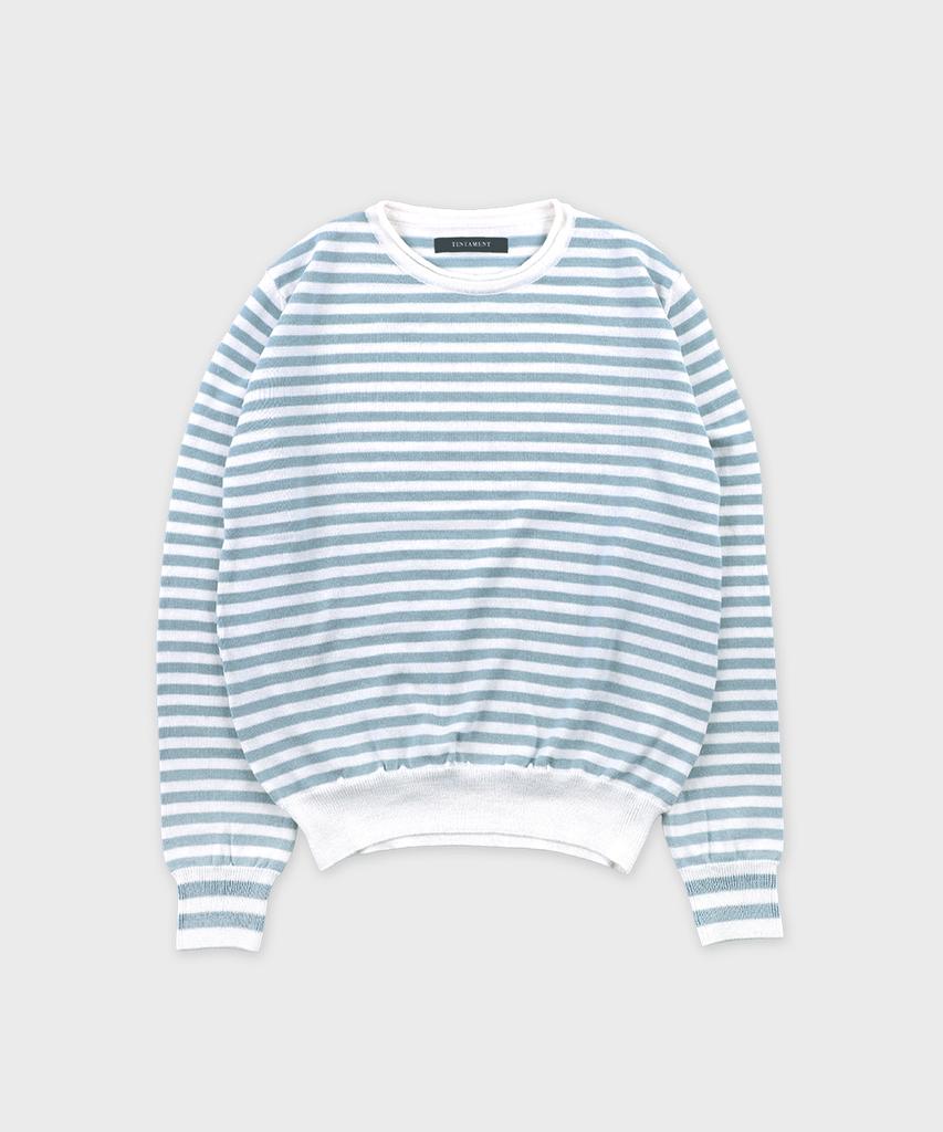 TESTAMENT Stripe Crewneck Knit(Blue)