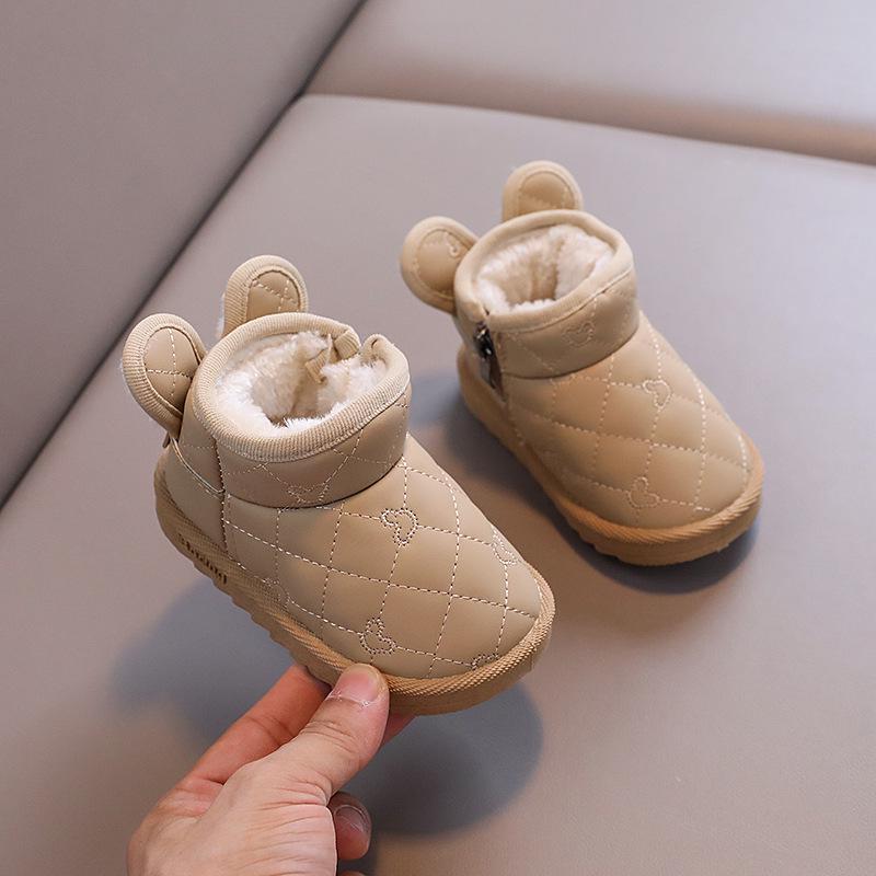Водонепроницаемые детские зимние ботинки с плюшевой подкладкой, зимняя теплая обувь для малышей, мальчиков и девочек в возрасте от 1 до 6 лет.