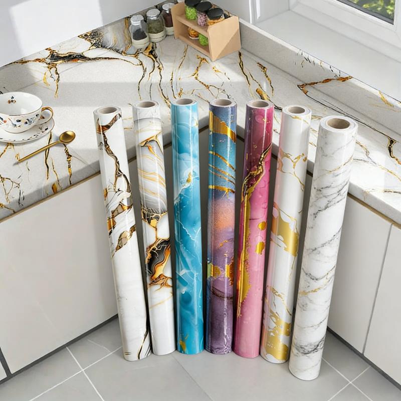 Самоклеящиеся обои с золотой фольгой под мрамор, отклей и приклей, водостойкая, маслостойкая наклейка на кухонный фартук, столешницу, 5-слойная ПЭТ наклейка на стену для мебели