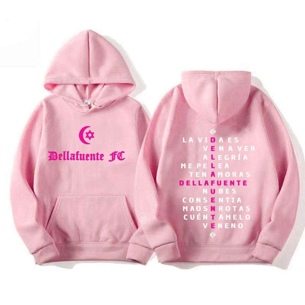 Худи с принтом букв из тура рэпера Dellafuente 2025 Модное ретро готическое оверсайз худи мужское женское с длинным рукавом флисовая толстовка