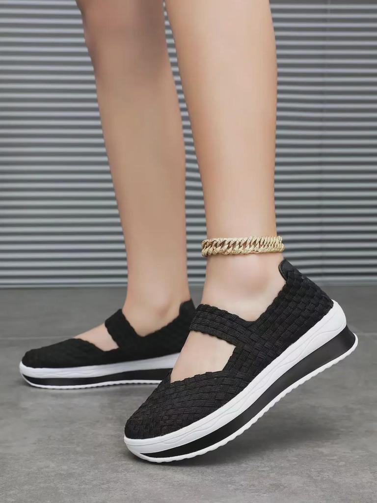 Легкие плетеные сандалии на танкетке большого размера с открытым носком