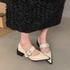 Женская мода Туфли на толстом каблуке Осень Новые Остроносые С мелким вырезом Противоскользящие Износостойкие Низкие туфли