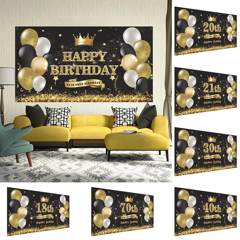 11 стилей Bday Party Decor Happy Birthday Backdrop Birthday Flag Balloons 18th 30th