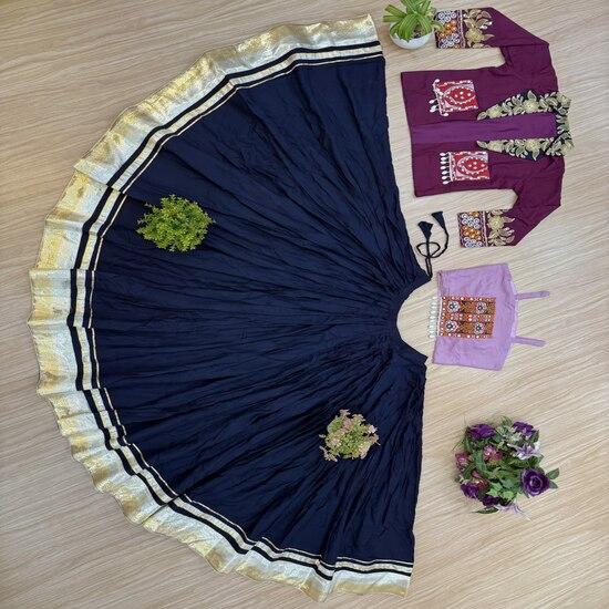 Bohemian Chic Skirt & Embroidered Jacket Set with Crop Top