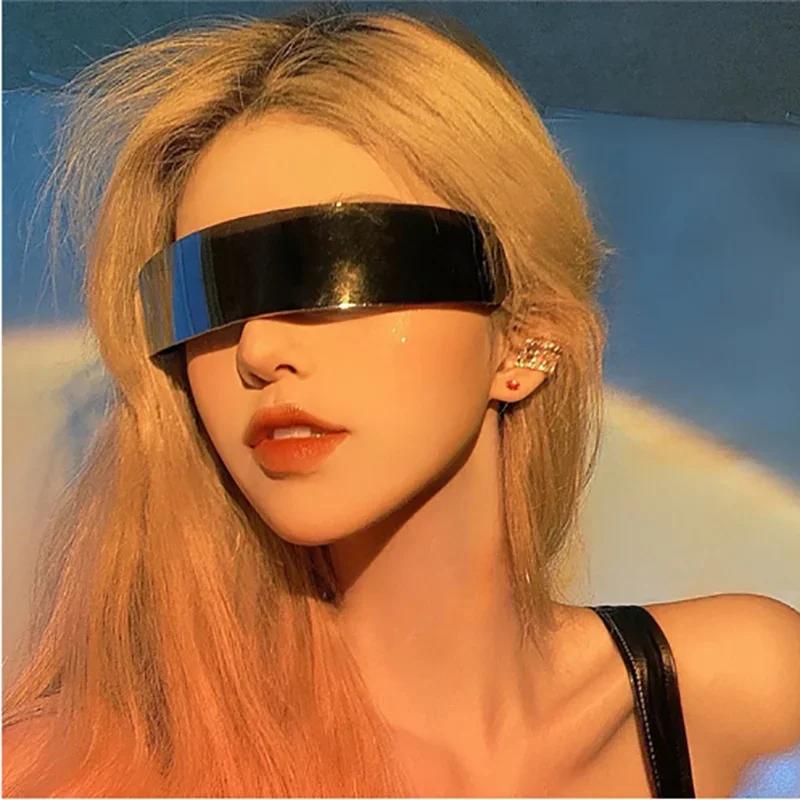 Очки-маска Y2K Future Warrior Без ободка Цельная линза Обтекаемые Киберпанк Футуристические Мужские Женские Хип-хоп Вечеринка Очки с шипами