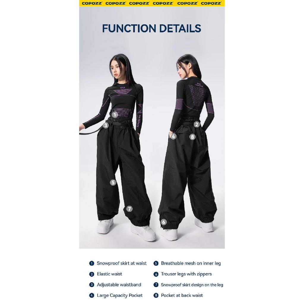 COPOZZ Brand Winter 3L Male Ski Pants Outdoor Sports Permeable Windproof Waterproof Female Snow Pant Warm Ski Snowboard Trousers