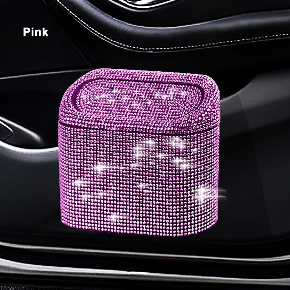 Алмазный кристалл, автомобильный мусорный бак с крышкой, герметичный мини-корзина для мусора, блестящий мусорный ящик, органайзер, контейнер