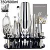 22 шт., 750 мл, 600 мл, коктейльный шейкер Boston, барные инструменты, набор миксеров для вина, бармен, 25/20 унций, набор инструментов для шейкеров с подставкой
