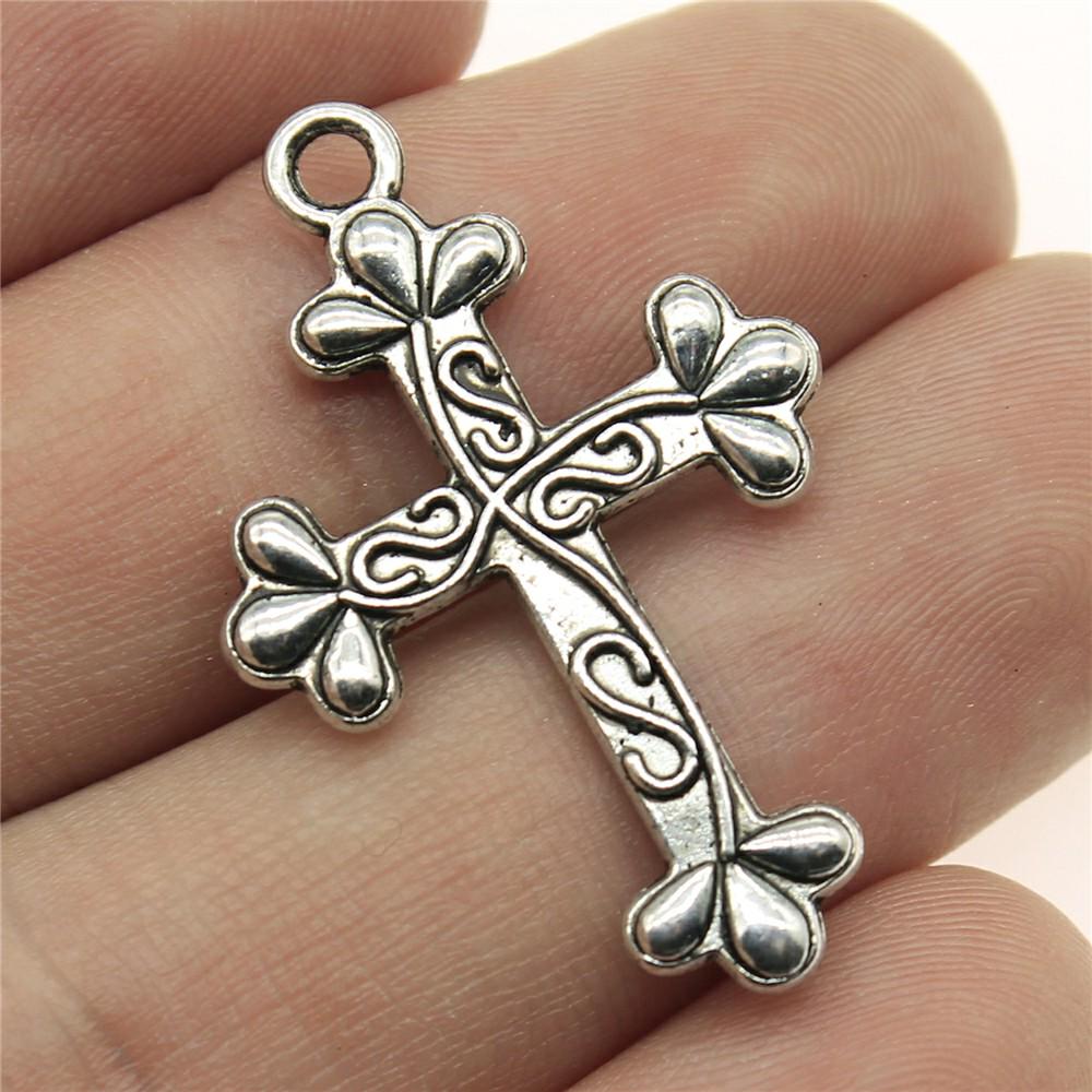 6 Pieces Charms Charm Bracelet Cross 35x23mm for Jewelry Making supplies Metal crafts accessories