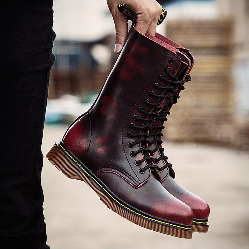 Эксклюзивно для больших размеров ботинок Dr. Martens, высокие британские ретро-ботинки Dr. Martens, высокие сапоги, вельветовые военные ботинки.