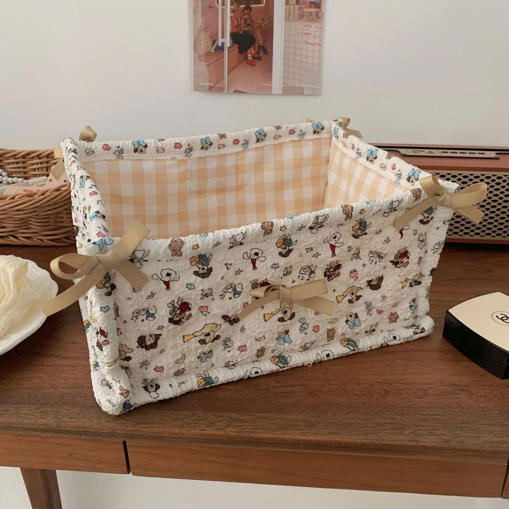 Квадратная корзина для хранения Кружевной цветок Настольный органайзер Корзина для хранения Корейская стеганая корзина для хранения Милый каркас для хранения Украшение