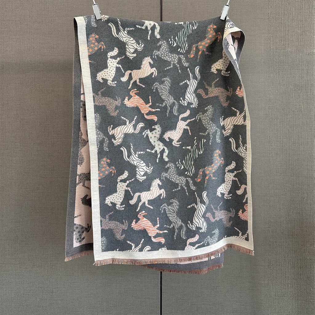 Осень и зима новая атмосфера универсальный пони жаккардовый узор теплый шарф женский утолщенный шарф из искусственного кашемира