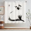 Ink Cat Painting Curls Living Room Curtain Tiebacks Short Window Curtains Curtains Blackout Partition Tulle In Kitchen Tentacles