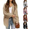 Tooxika Women's Autumn And Winter New Loose Solid Color Medium Long Sweater Cardigan Coat