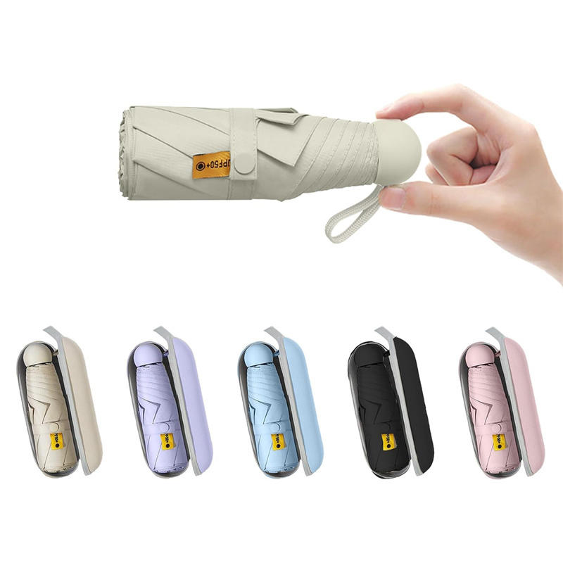 Мини-пять складных 6-костных зонтов, устойчивых к дождю и ветру, защита от ультрафиолета, портативный модный мужской и женский зонтик