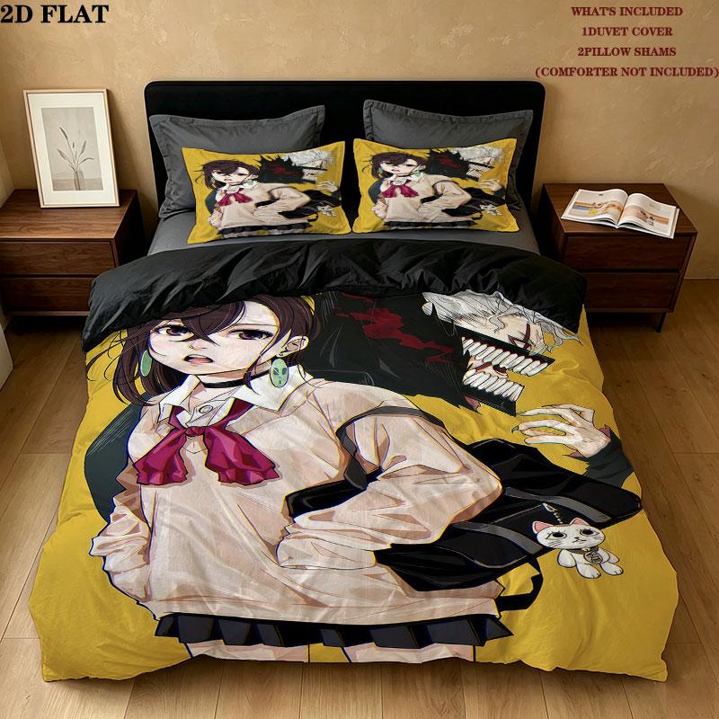 Dan Da Dan Pattern Bedding Quilt Set Quilt Cover Pillowcase Home Birthday Gift(1 * duvet cover + 2 * pillowcase, without core)