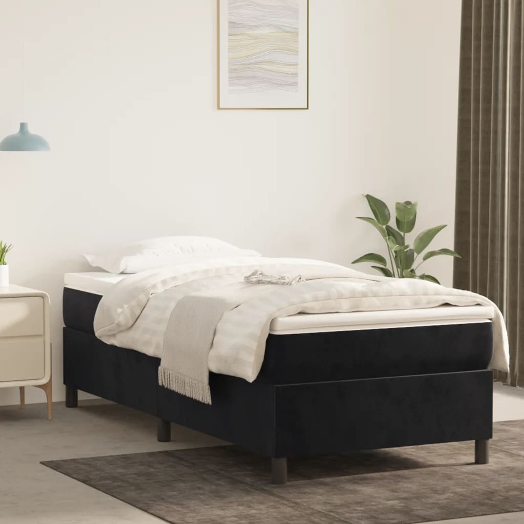 Box Spring Bed Frame Black 90 x 200 cm Velvet