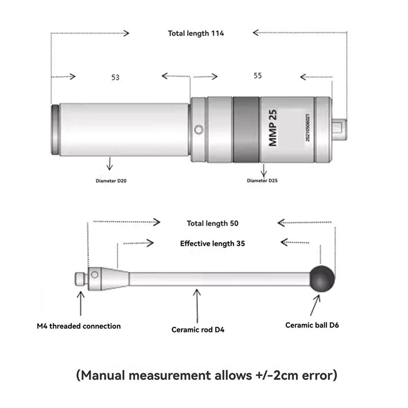 A84X-MMP25 3D Light Edge Finder CNC Machining Center Sub-Center Rod Detection Sensor Glowing Sound High Precision 0.001