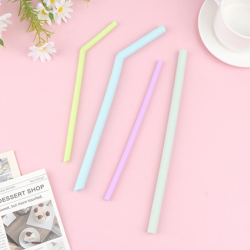 6Pcs Reusable Food Grade Silicone Straws Straight Bent Multicolor Drinking Straw For Children'S Party Bar Accessories