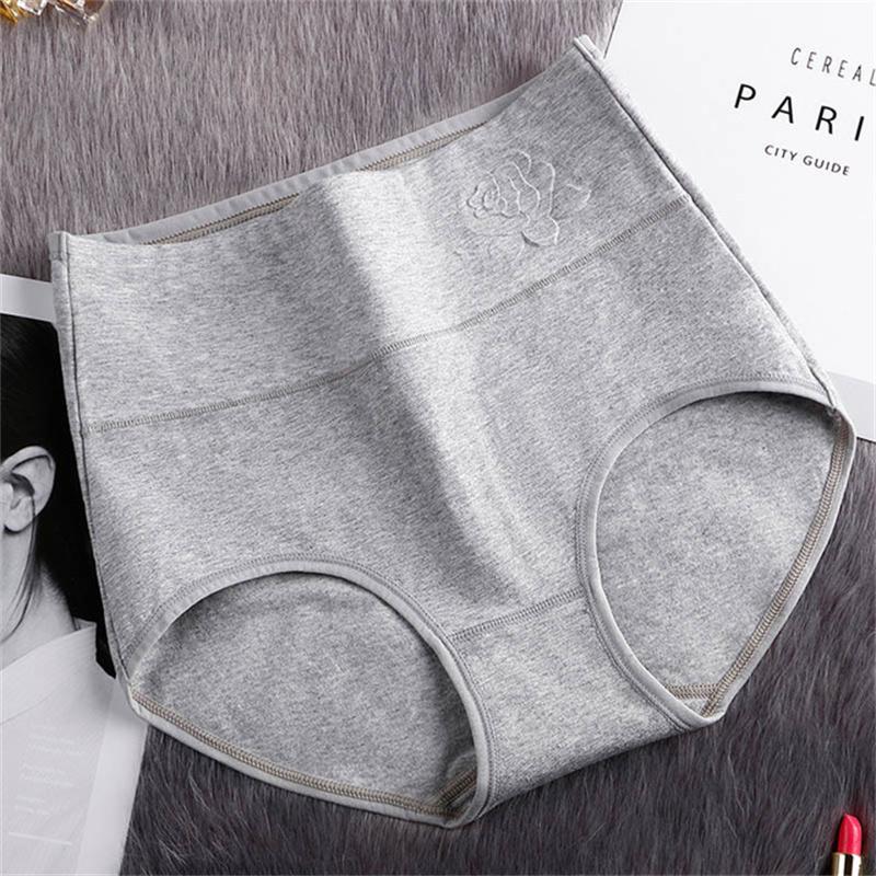 Panties Cotton Women Large Size Elastic Soft Ladies Underwear Breathable Sexy Embossed High Waist Briefs
