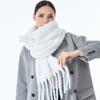 Monochrome Bleached Scarf Women's Circle Yarn Pulsed Long Thickened Warm Cold-proof White Shawl Scarf
