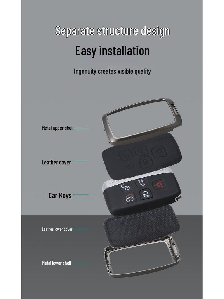 Чехол для ключа автомобиля Jaguar: Совместим с 23 XFL, XEL, F-Pace, E-Pace, XJL, F-Type - Стильный металлический корпус и застежка для мужчин.