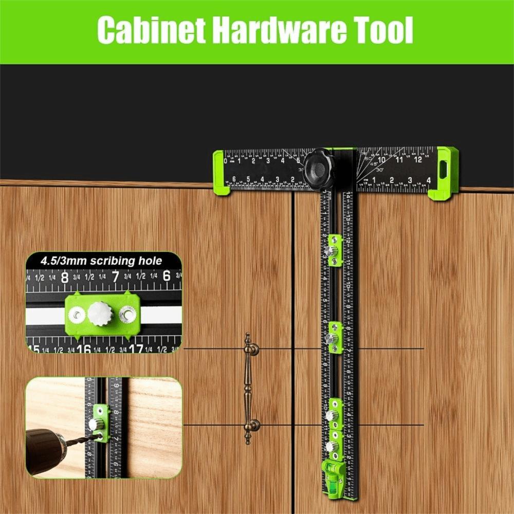 T-Square Ruler Drill Locator 2in1 Cabinet Hardware Jig Sliding Stop Locator CabinetIn Stallation
