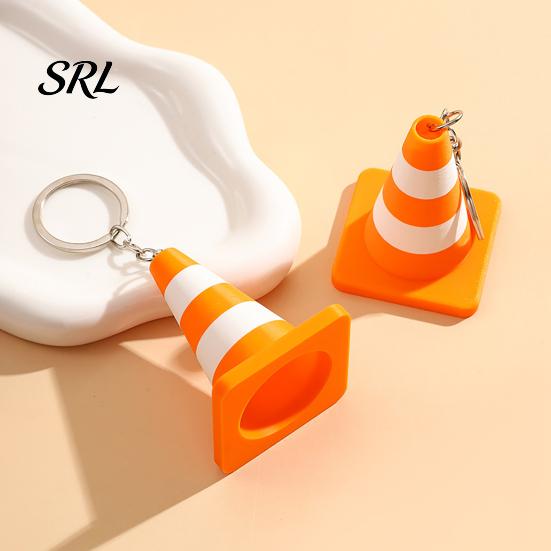 Hanging Traffic Cone Keychain 3D Printed Keychain, Orange White Accessory Decor with Keyring, Schoolbags Handbags Backpacks Charm Pendant