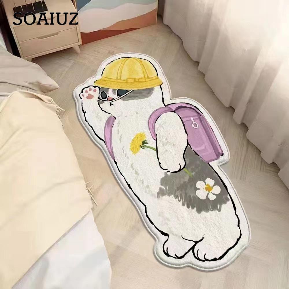 Простой мультяшный коврик для ног с милым котом, имитация кашемирового ковра, прикроватное одеяло для гостиной, спальни, детский напольный коврик