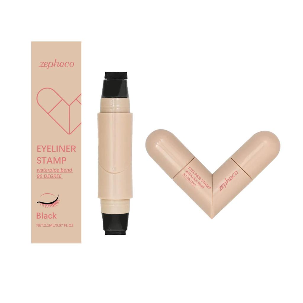 Двусторонний черный жидкий лайнер-штамп для глаз Zephoco: Гладкий, безупречный, универсальный пигментированный макияж глаз.