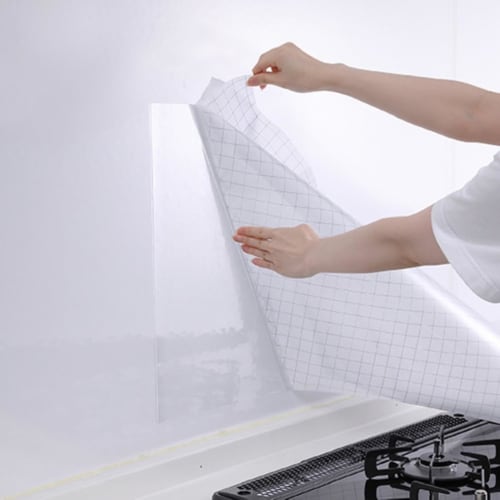 Toyo Aluminum Wall Sheet, 45cm x 90cm, Transparent, Kitchen Stain-Preventing Sheet, Peelable and Reusable (3-Refill), Easily Cleans Stovetop Walls, Oi