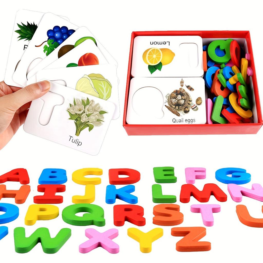 Wooden Alphabet Flashcards For Kids, Educational Learning Toys, Perfect Preschool Gift And Educational Game For Children.