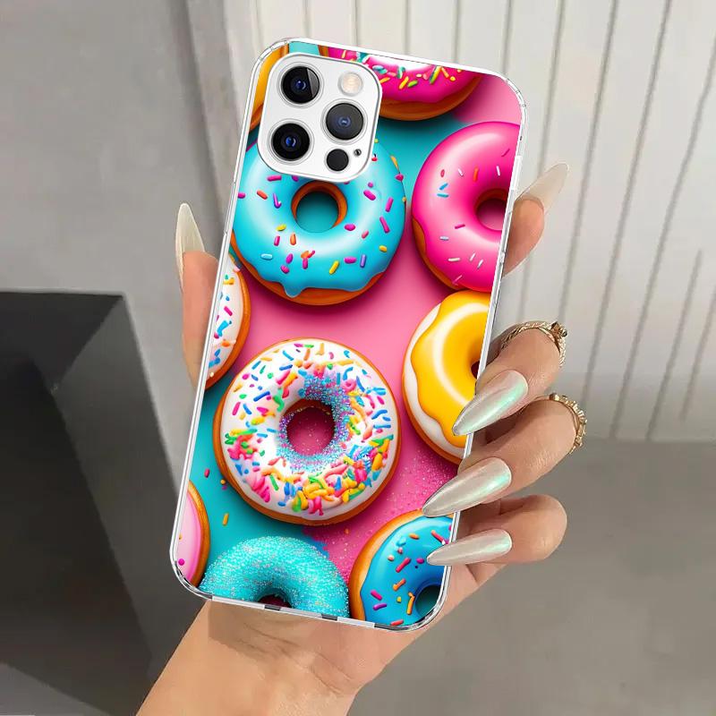Чехол для телефона Macaron Ice Cream Cake Doughnut для Iphone 17 Air 16 15 Plus 14 13 Mini 12 11 Pro Max 16E 7 8 SE 2020 Мягкий Funda Prin