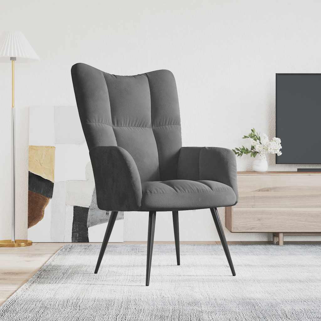 Vidaxl Fotel, Ciemnoszary, Obity Aksamitem