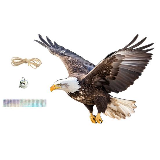 Подвесная Поддельная Сова 2D Плоский Чучело Совы со Светоотражающей Лентой Украшение Орла с Колокольчиком для Отпугивания Голубей