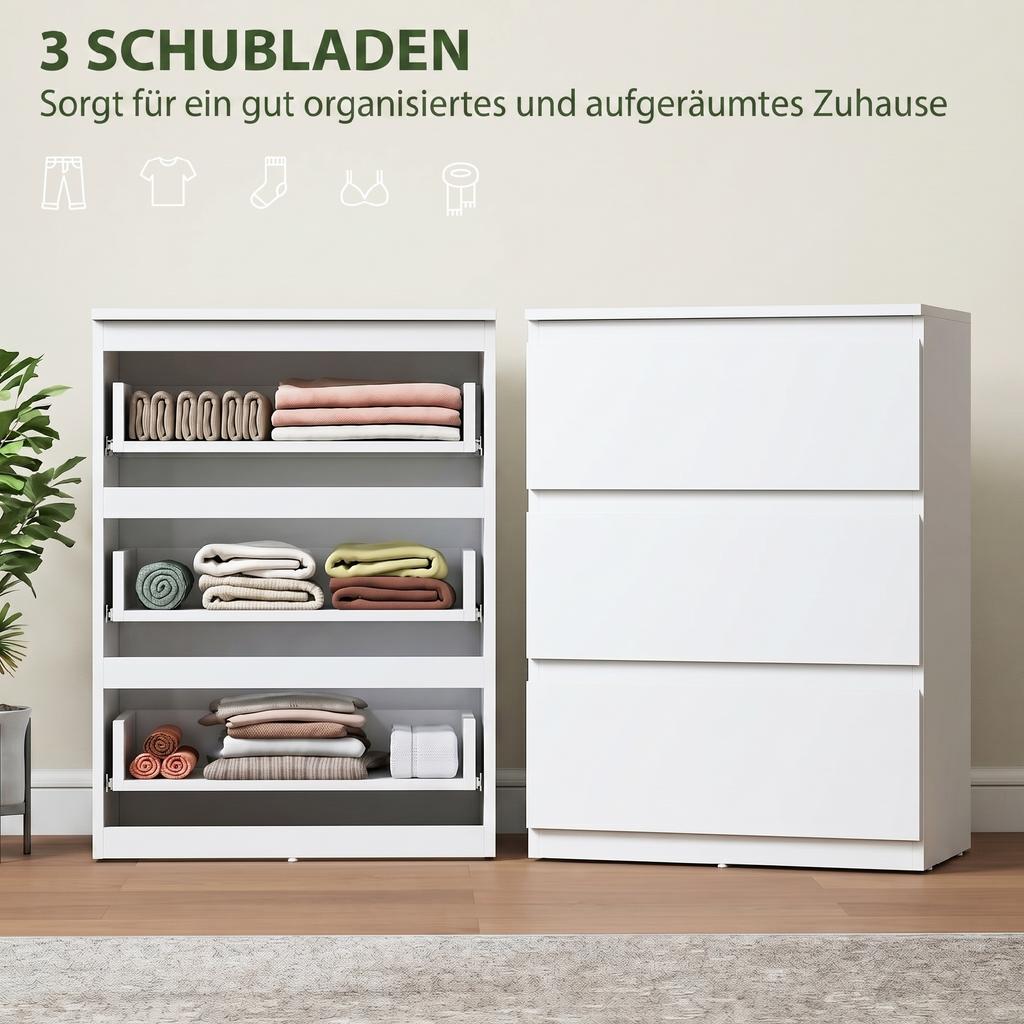 Chest Of Drawers With 3 Drawers Modern Storage Furniture For Bedroom White