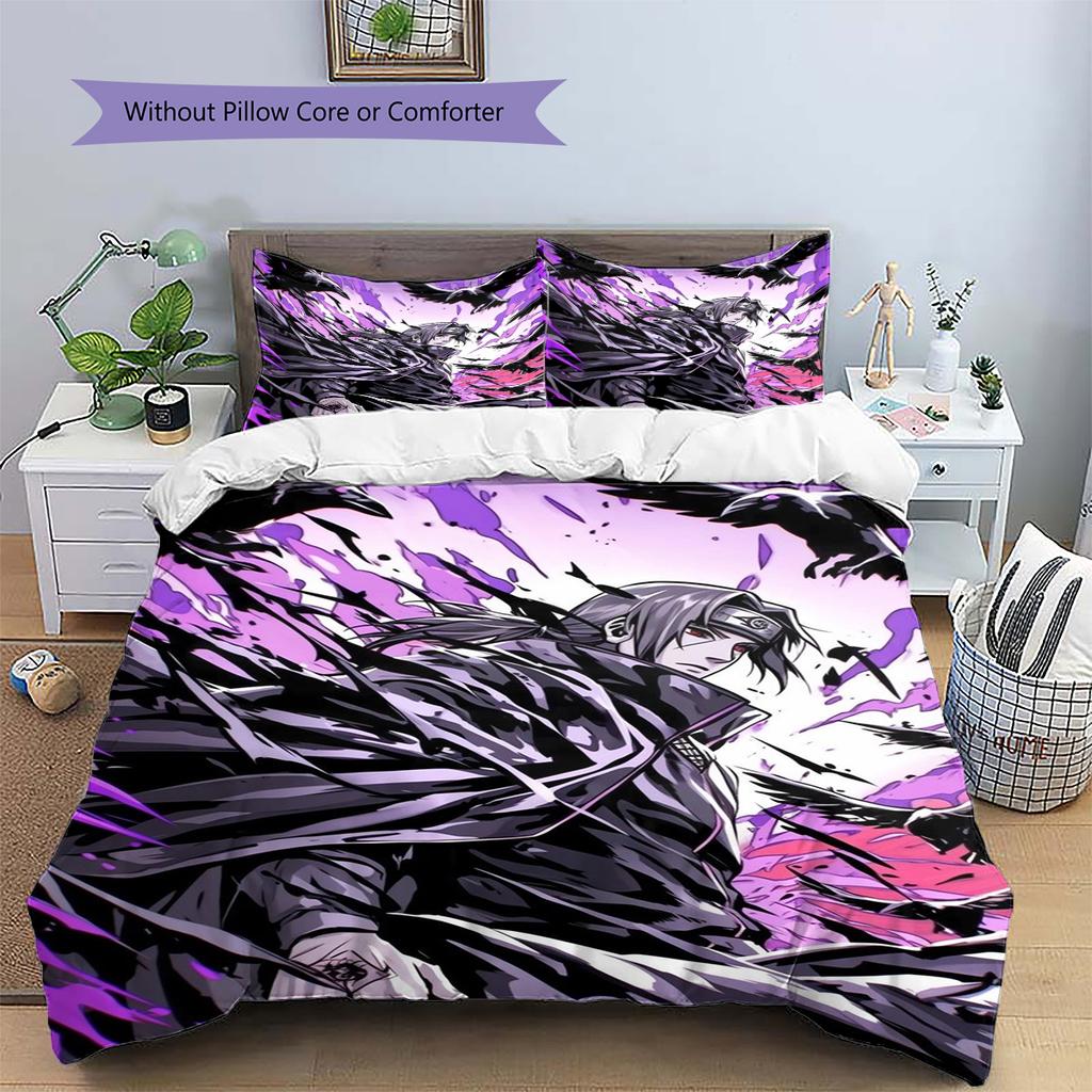 Itachi Uchiha Patterned Pillowcase & Duvet Cover Set Casual Decor Anime Bedding for Bedroom Special Present for Fans.-TING