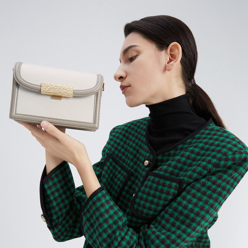 Charles & Keith CK Coffee Metallic Chain Versatile PU Small Square Shoulder Bag Women bags Multicolor CK2-70701152