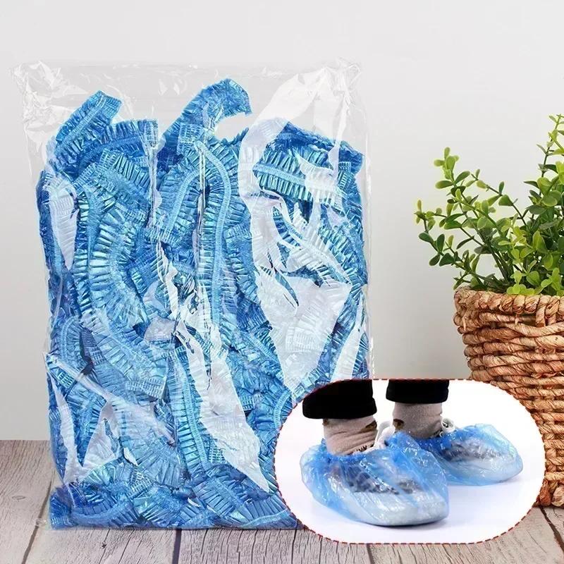 50/100 шт одноразовая шапочка для душа эластичная пластиковая утолщенная 42 см водонепроницаемый головной убор для спа салона краска для волос женская эластичная шапочка для волос