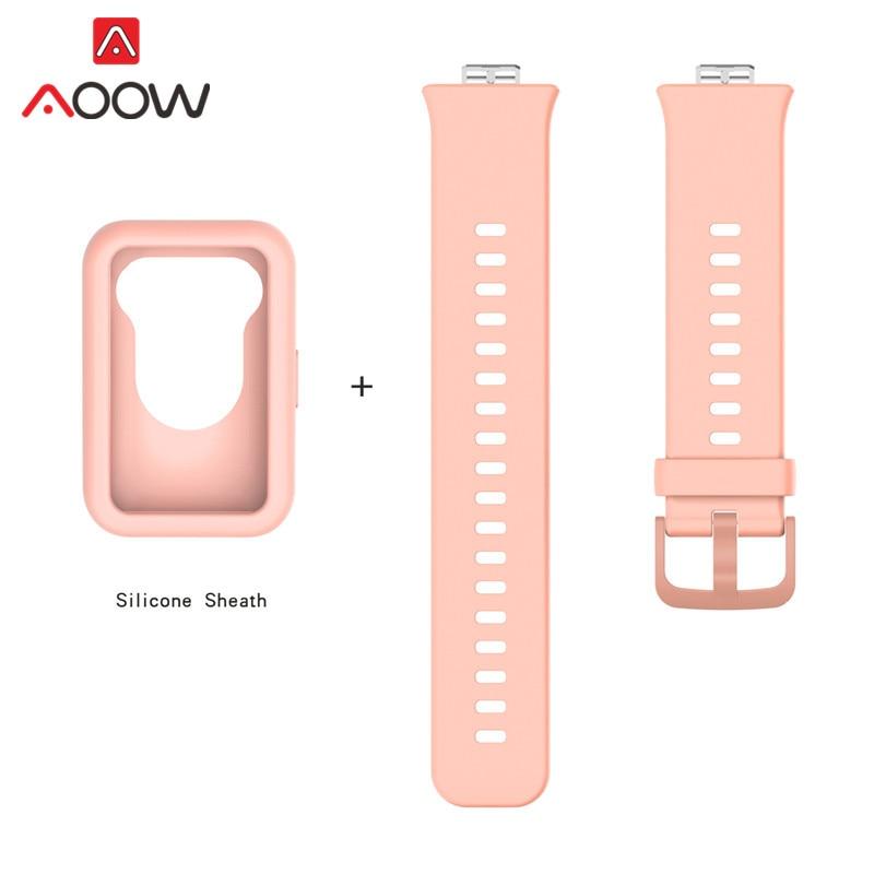 Силиконовый спортивный ремешок для часов Huawei, подходящий для фитнеса, умных часов, защитный чехол, комплект, сменный ремешок на запястье, браслет Correa