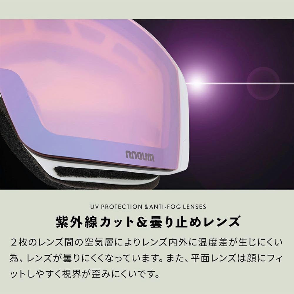 NNOUM Горнолыжные очки для мужчин и женщин, в комплекте запасной чехол для хранения азиатских очков, защита от запотевания, линзы, посадка A+, NN24EFGG01, совместимые,