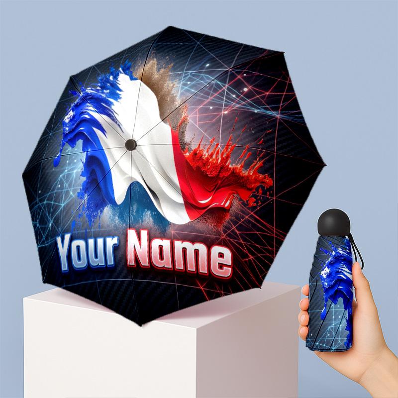 France national football team Manual Five Fold 8 Rib Umbrella Support Custom Text, Lightweight Travel Umbrella