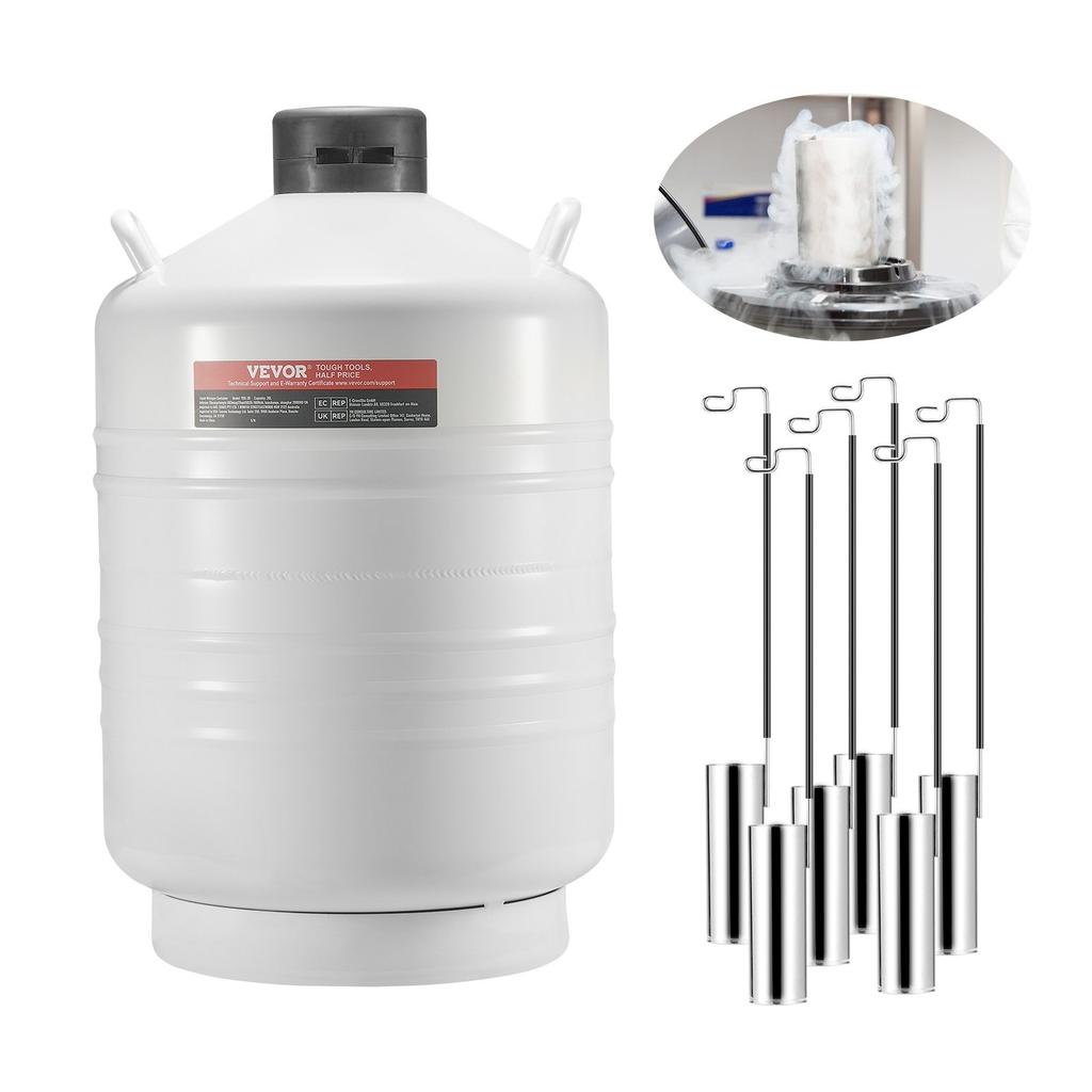 Liquid Nitrogen Tank 30 L Aluminum Alloy LN2 Container Dewar 6 Canisters