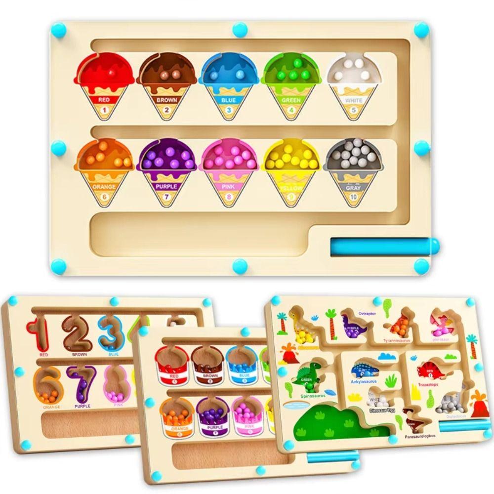Bead Maze Color Sorting Game Wooden Magnetic Sorting Travel Board Family Parent Child