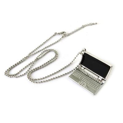 [N7211] — Черное серебряное длинное колье «Ноутбук».