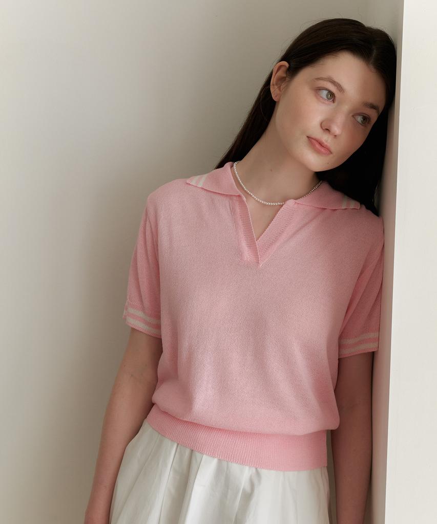 YUPPE Line Collar Knit_Pink