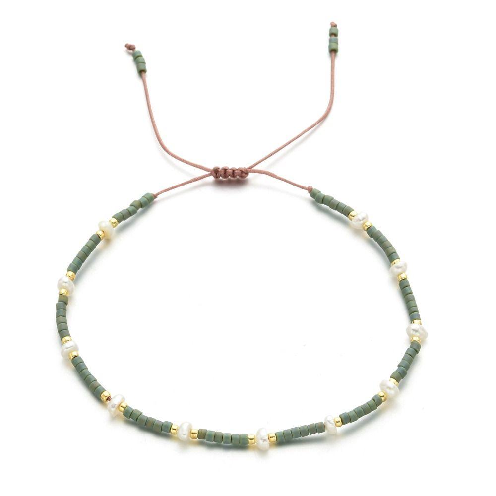 Bohemian Style Rice Bead Bracelet Adjustable Length Hand-woven Bracelet Beach Vacation